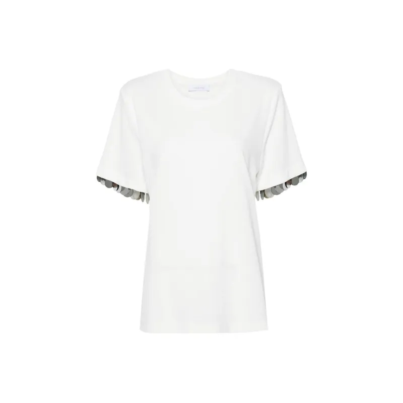 Paco Rabanne Paillette embellished Crepe T shirt-0