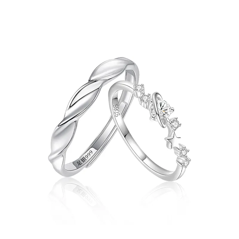 MAGICPOLE 925 Sterling Silver With Zircon Rings Unisex Silver-4