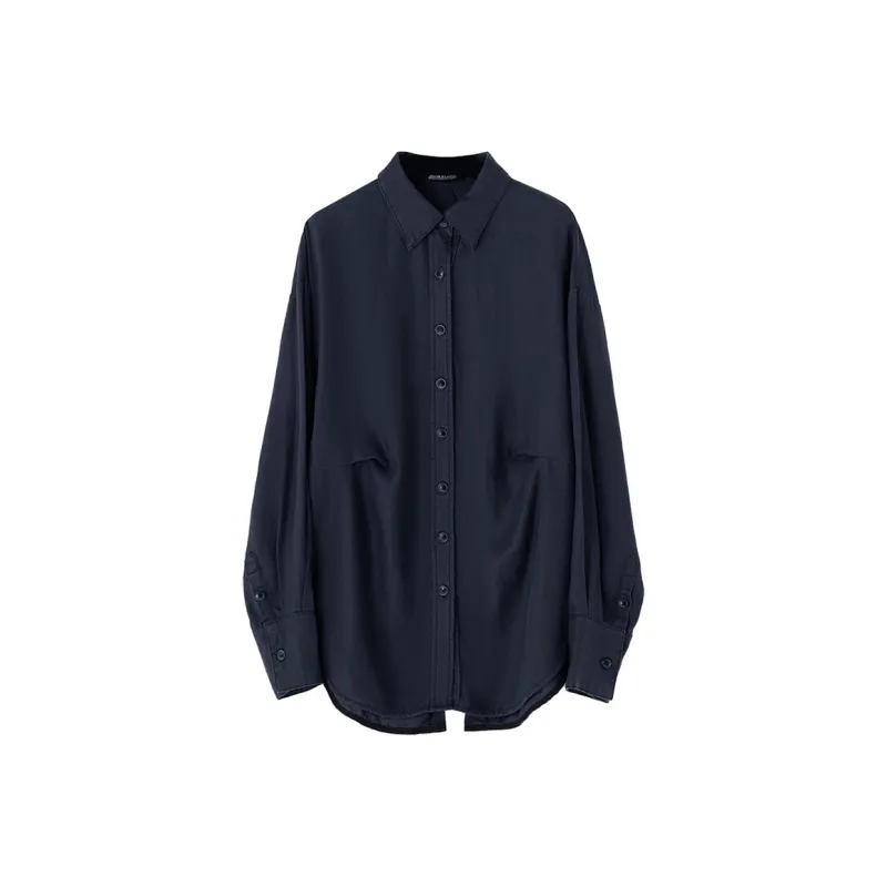 SOON FLOWER Shirt Women's Navy Blue-0