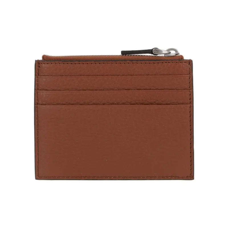 Valentino Rockstud Calfskin Card Holder Regular Men's Brown-2