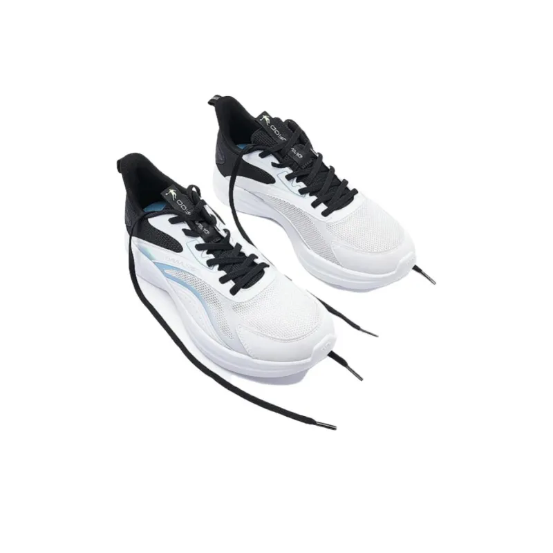 QIAODAN Anti Slip Wear Resistant Low Top Running Shoes Men's White Blue-3