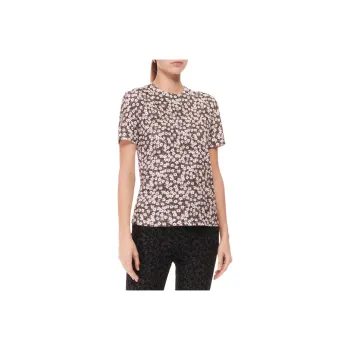 CHANEL Floral Print Crew Neck Short-Sleeved T-Shirt Women's Multicolor