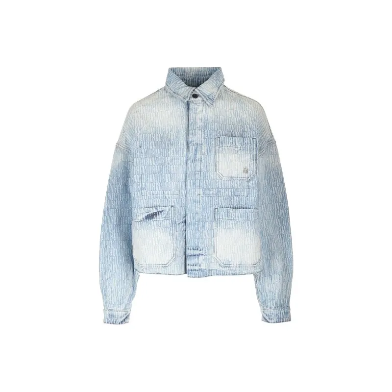 AMIRI Denim Jacquard Workwear Jacket 'Light Indigo'-0