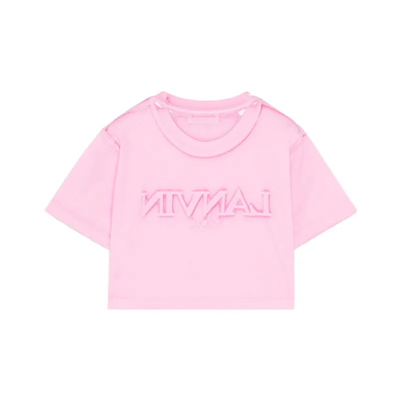Lanvin Overprinted Cropped Tee 'Peony Pink'-0