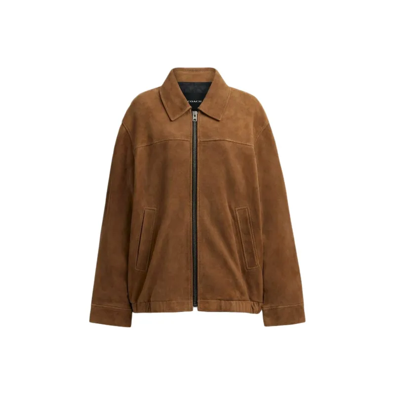 COACH Oversized Suede Jacket Jackets & Coats Women's Brown-0