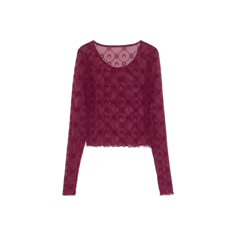 Marine Serre T Shirt Women's Cherry Pink-0