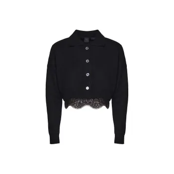 PINKO Lace-Detailed Knitted Polo Jumper