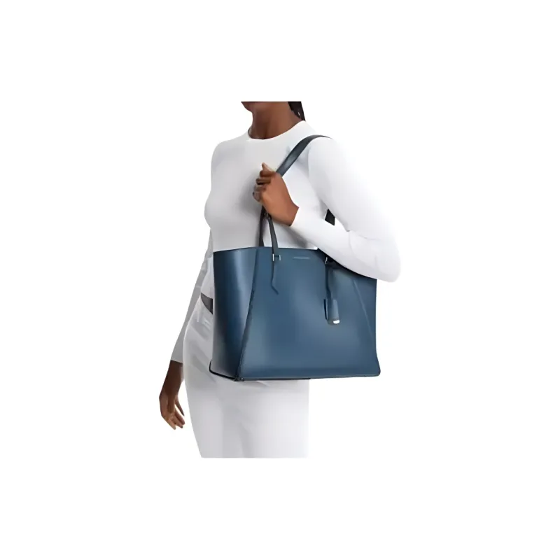 MICHAEL KORS MK Taryn Leather Tote Bag, Shopping Bag, Handbag, Shoulder Bag Tubas Women's Dark Tweed Blue-3