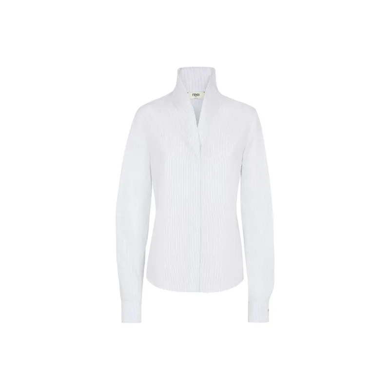 FENDI Long Sleeved V Neck Striped Shirt-0