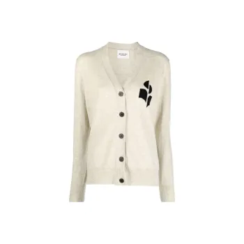 ISABEL MARANT ETOILE Karin Logo Intarsia Knitted Cardigan