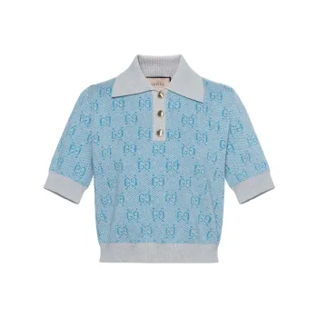 GUCCI SS24 Polo Shirt Women's Light Blue