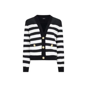 BALMAIN V Neck Striped Cardigan