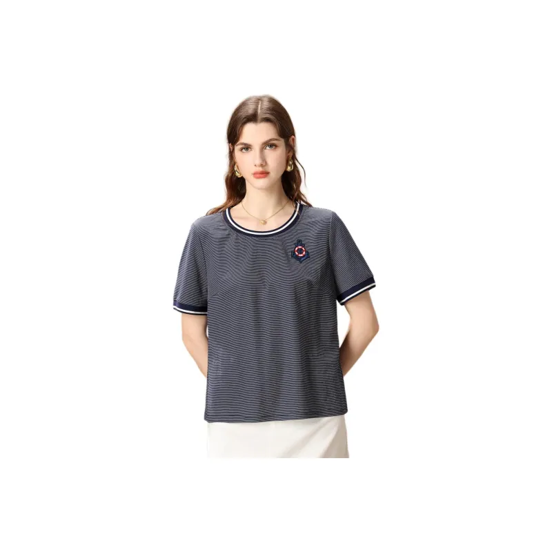 FENHONGMALI T Shirt Women's Blue-0