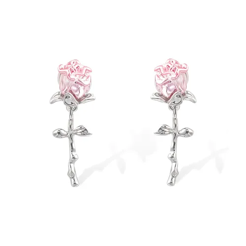 Disney Princess 925 Sterling Silver Stud Earrings Women's Pink