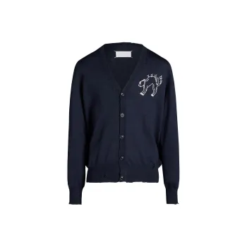 Maison Margiela Logo Motif Embroidered Buttoned Cardigan