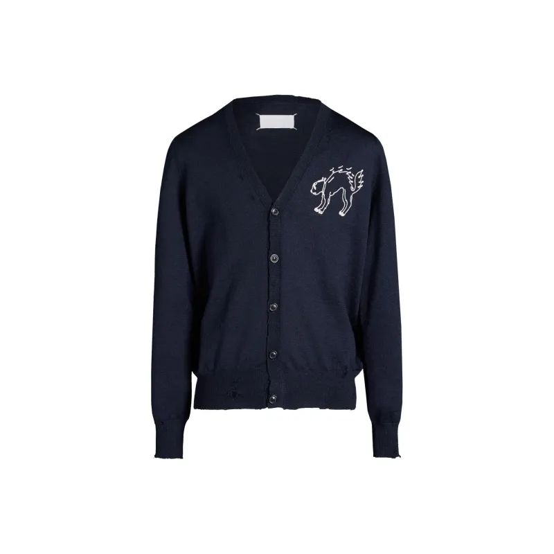 Maison Margiela Logo Motif Embroidered Buttoned Cardigan-0