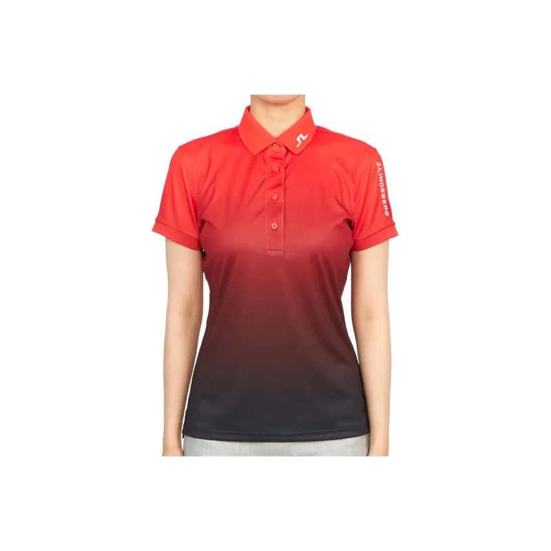 J.Lindeberg Tour Tech Print Polo Shirt Women's Red-0