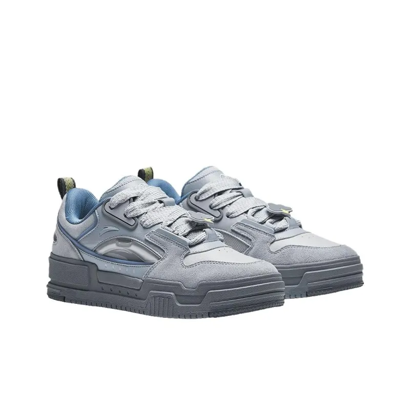 Anta Micro-sugar Slip-Resistant Height Increasing Low-Top Skateboard Shoes Men's Gray-3