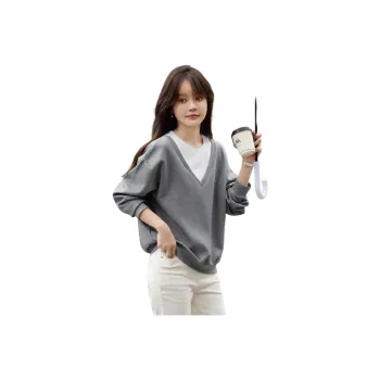 Mo Han Yi Mei FW24 Sweatshirt Women's Gray & White
