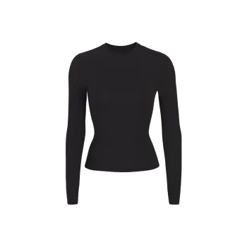 Skims Waffle Long Sleeve Onyx