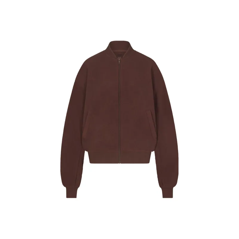 SKIMS FW23 FLEECE LOUNGE BOMBER JACKET Jackets Coats Women's-4