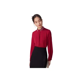 BBLLUUEE Shirt Women's Maple Leaf Red