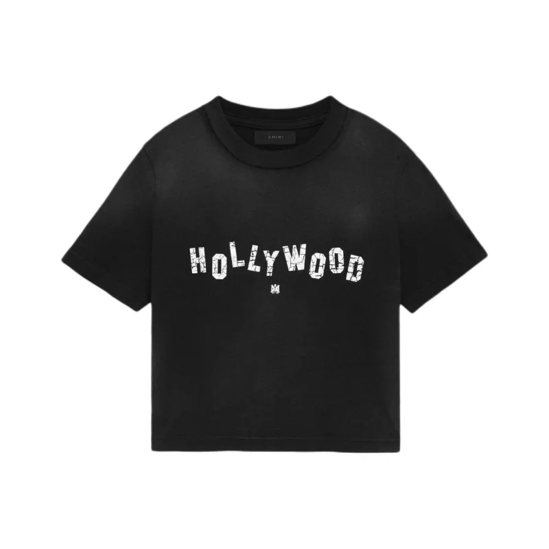 AMIRI Hollywood Printed Cropped T Shirt-0
