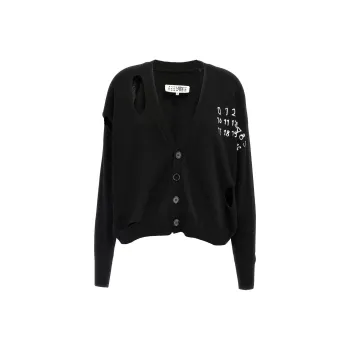 MM6 Maison Margiela Logo Printed Knitted Cardigan