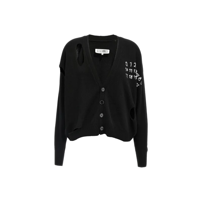 MM6 Maison Margiela Logo Printed Knitted Cardigan-0