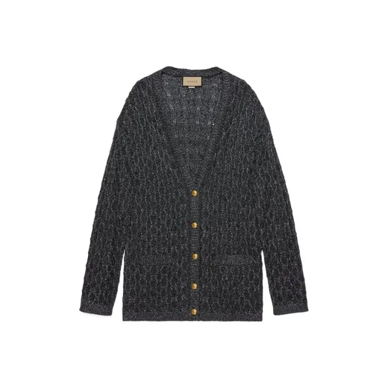 GUCCI Metallic Cable knit Cardigan-0