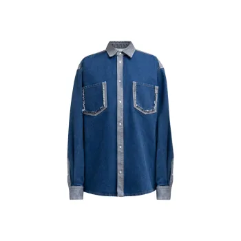 MARNI Bleached Coated Denim Shirt 'Ocean'