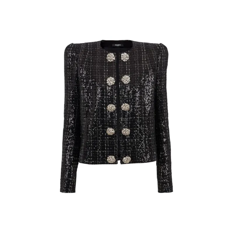 BALMAIN Tweed Sequin Embellished Jacket-0