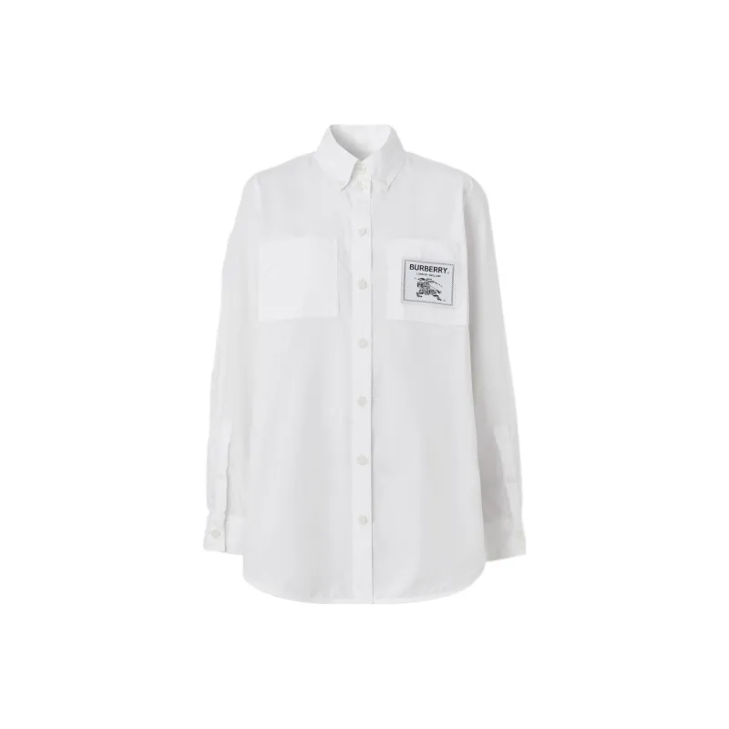 Burberry Logo Patch Shirt White-0