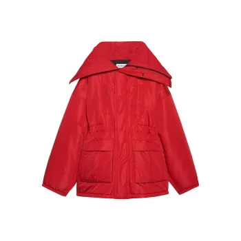 Balenciaga Women'ss Cb Oversize Fit Parka Red