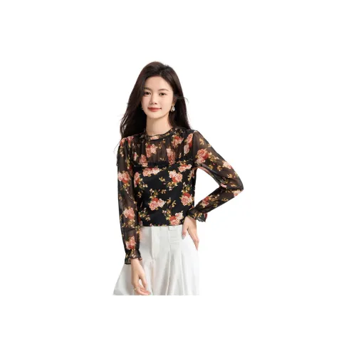 ORIGIN T-Shirt Women's Black Large Floral