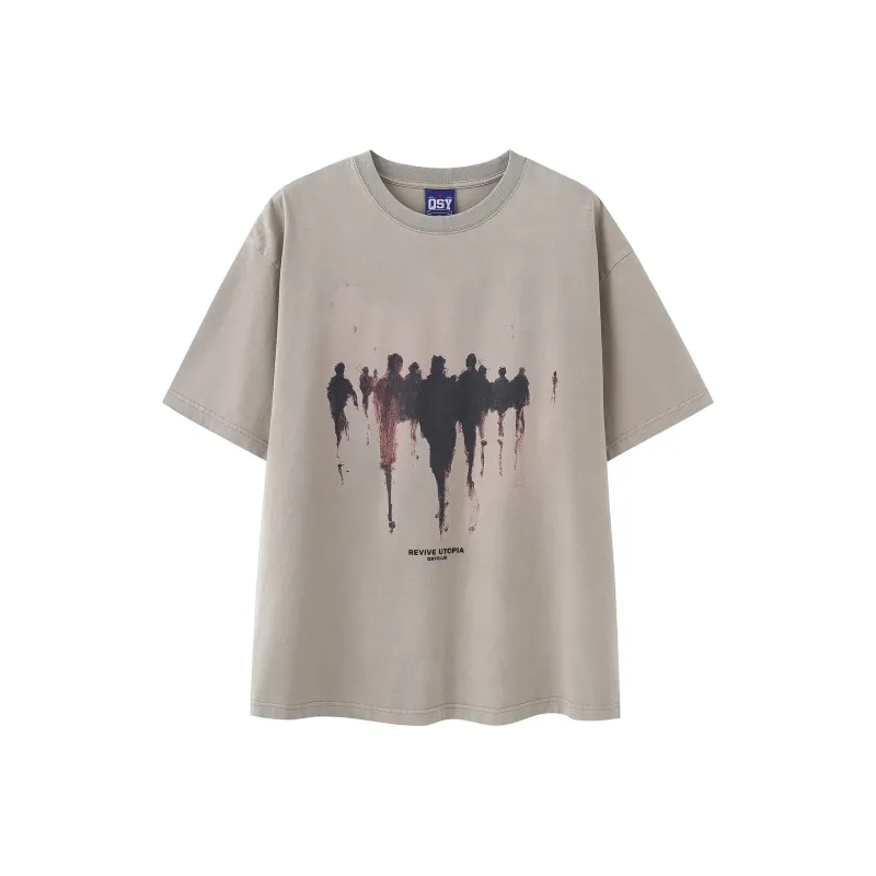 QISENYAR T Shirt Unisex Washable Khaki-0