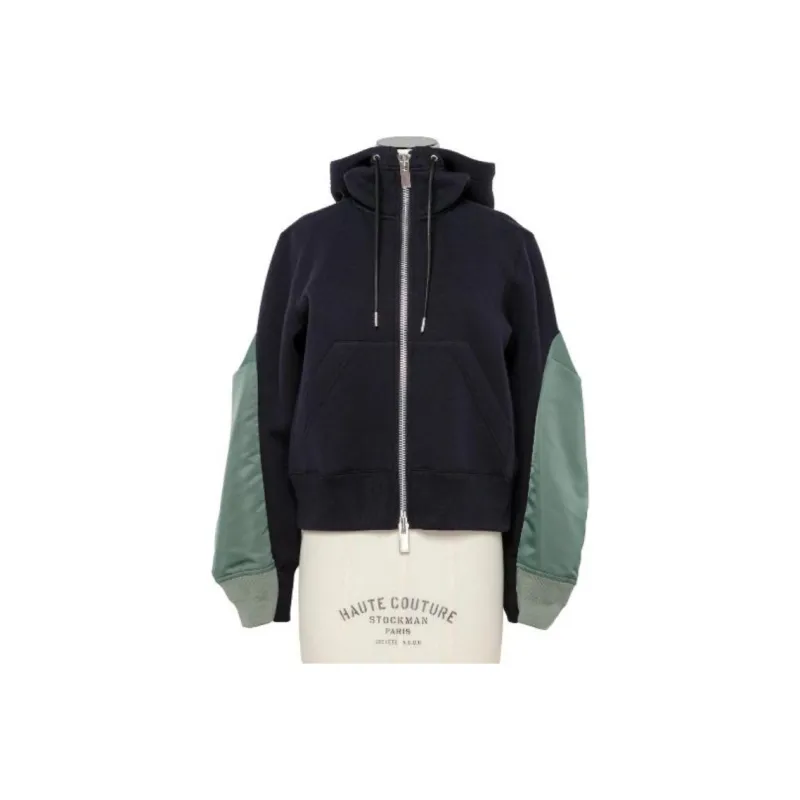 Sacai Panelled Zip-Up Hooded Drawstring Jacket-0