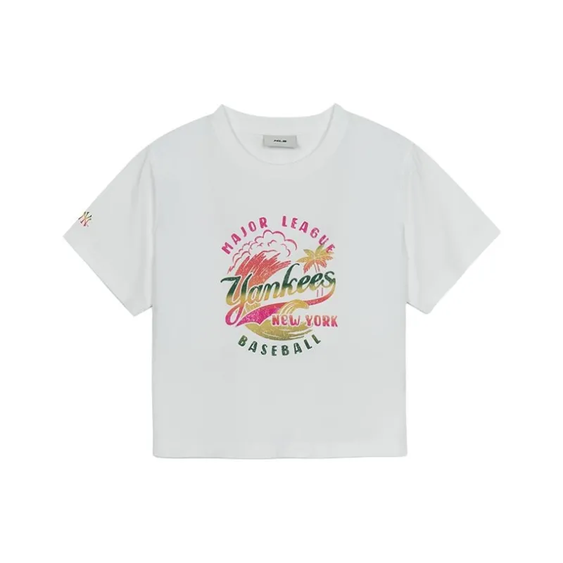 MLB New York Yankees T Shirt Women's Ecru-0