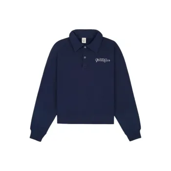 SPORTY & RICH Logo print Cotton Polo Top