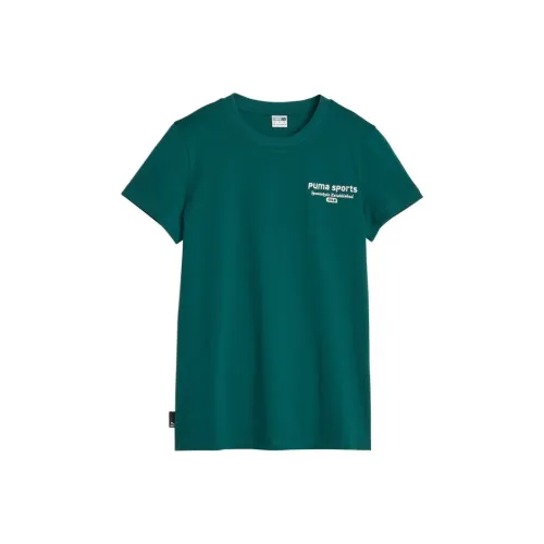 PUMA T Shirts Women's Christmas Green