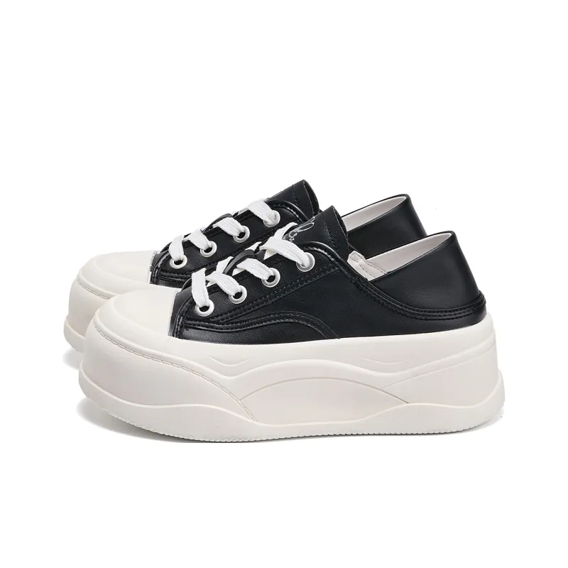 La Chapelle Abrasion Resistant Height Increasing Low Top Skateboard Shoes Women's Black-2
