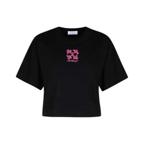 OFF WHITE Logo Embroidered Crewneck T Shirt