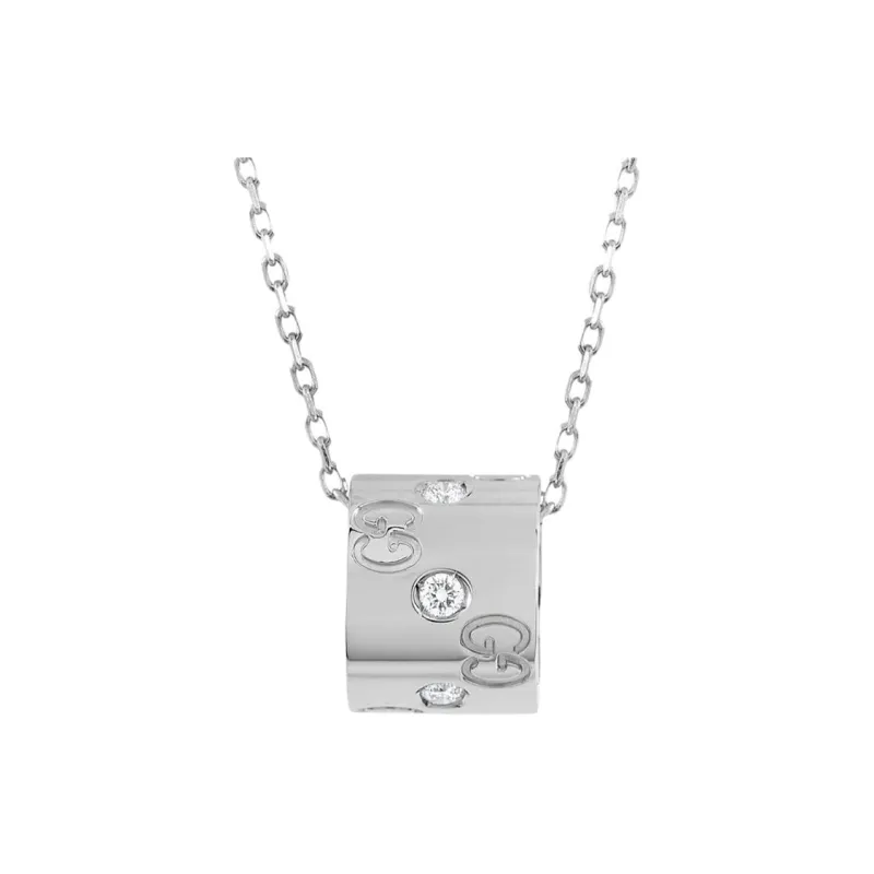GUCCI 18K White Gold Diamond Necklace-0