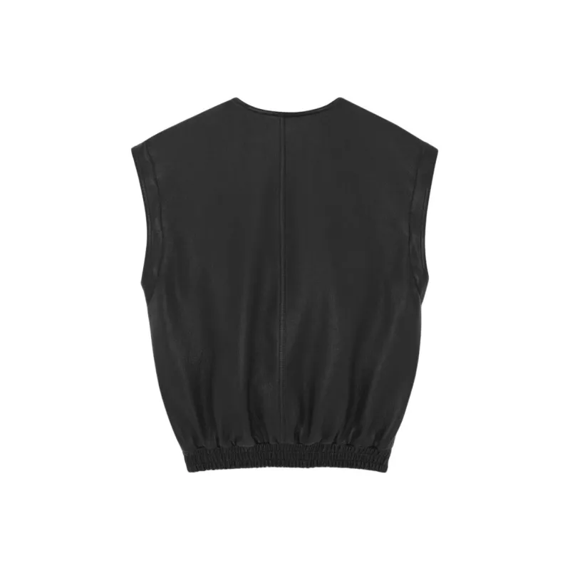 SAINT LAURENT Shawl neck Panelled Leather Jacket-3