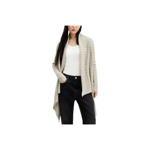 ALLSAINTS Harley Waterfall Open Front Cardigan Knitwear Women's Gray