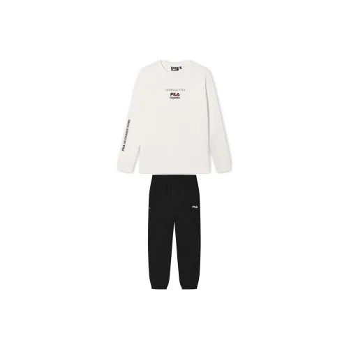 FILA Casual Sportswear Men Fresh Milk White+Jet Black