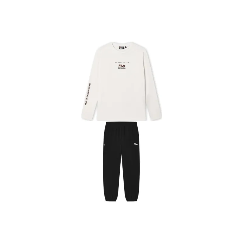 FILA Casual Sportswear Men Fresh Milk White+Jet Black-0