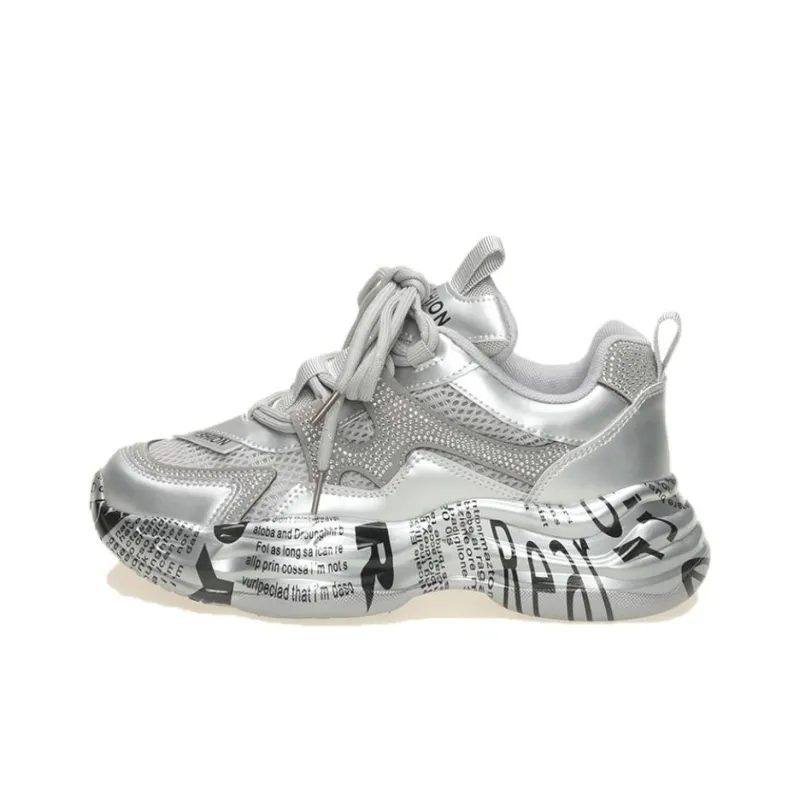 Daying Breathable Height Increase Low Top Chunky Sneakers Women's-5