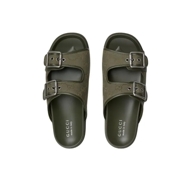GUCCI Slide Slippers Men's Dark Green-3