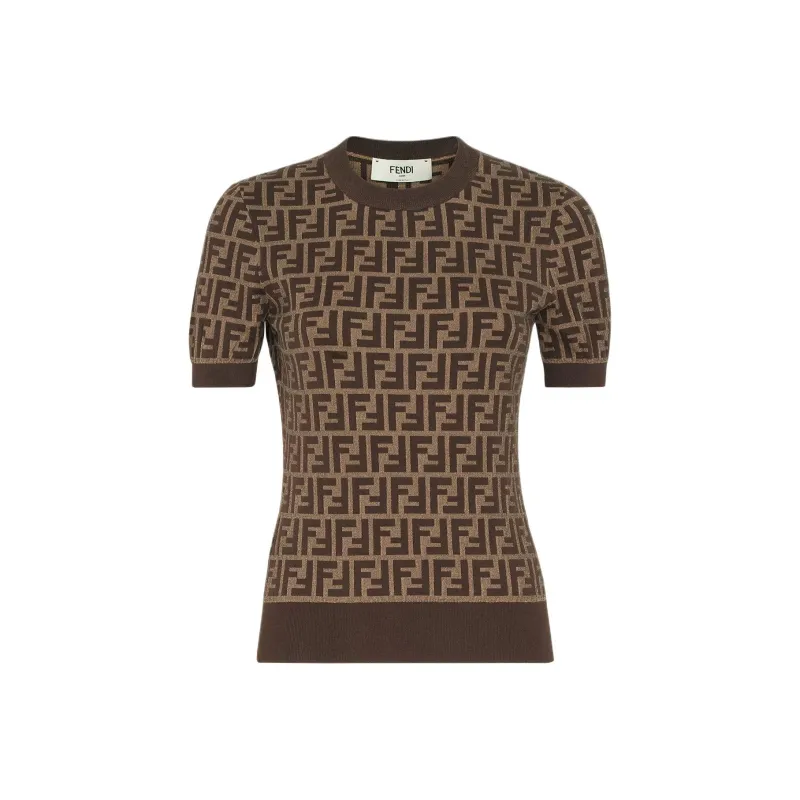 FENDI Ff Jacquard Short Sleeved Crewneck Jumper-0
